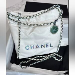 CHANEL WHITE MINI 22 Bag HANDBAG RAINBOW LIMITED EDITION +RECEIPT NEW w/tags